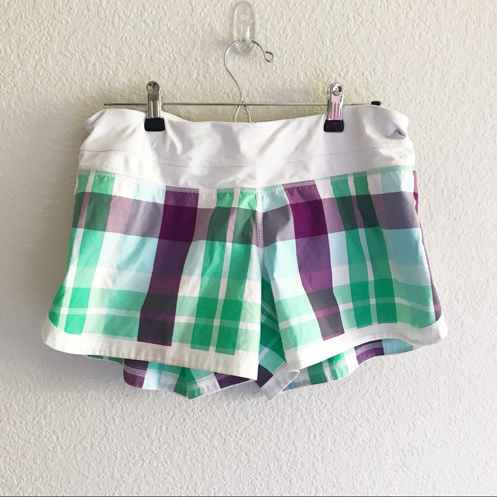 Lululemon plaid running shorts